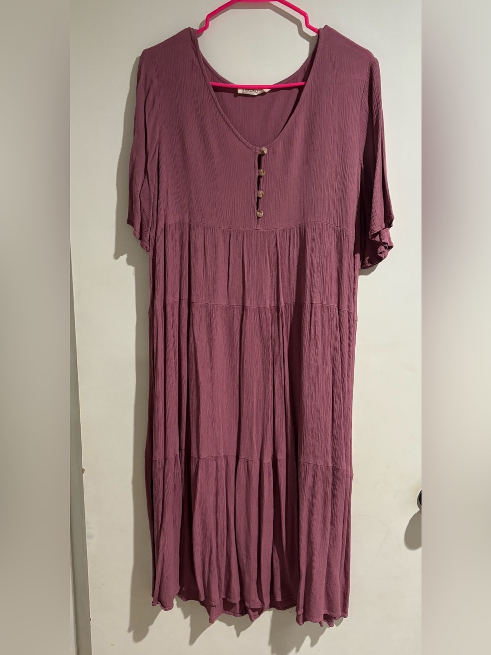 Tiered Button-Front Maxi Dress in Mauve